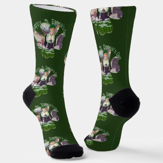 Chaussette Jeune femme barman St. Patrick's Day (Angulaire)