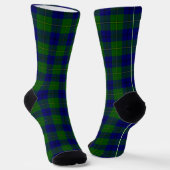 Chaussette Johnstone tartan bleu vert plaid (Angulaire)