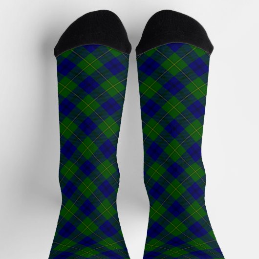 Chaussette Johnstone tartan bleu vert plaid (Haut)