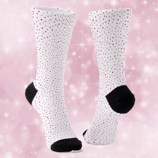 Chaussette Joli Abstrait Pois rose vif sur blanc