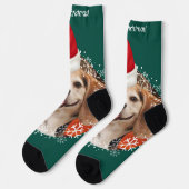 Chaussette Joli animal de compagnie photo Santa Hat Green Noë (Gauche)