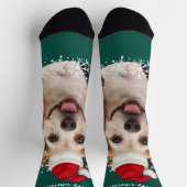 Chaussette Joli animal de compagnie photo Santa Hat Green Noë (Haut)