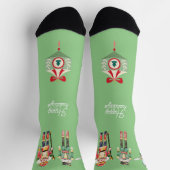 Chaussette Joli aquarelle art de Nutcracker Xmas vert (Haut)