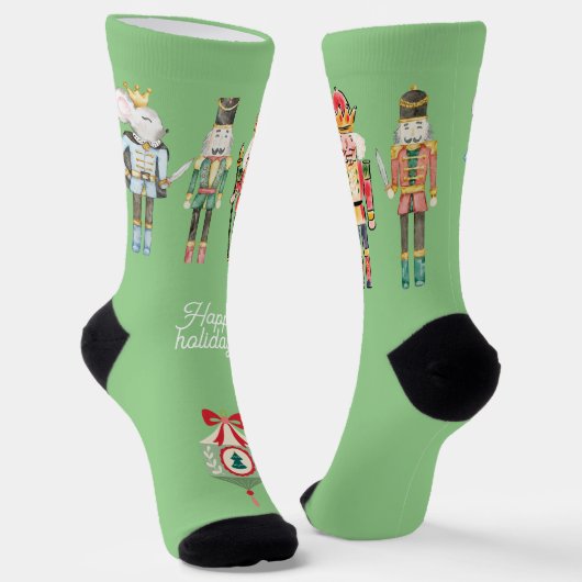 Chaussette Joli aquarelle art de Nutcracker Xmas vert (Angulaire)