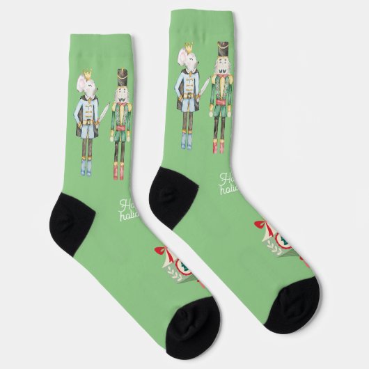 Chaussette Joli aquarelle art de Nutcracker Xmas vert (Droite)
