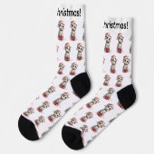 Chaussette Joli Chat de Noël sur Boîte Cadeau (Gauche)