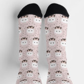Chaussette Joli chat visage rose Motif nu (Haut)