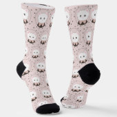 Chaussette Joli chat visage rose Motif nu (Angulaire)