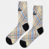 Chaussette Joli écossais monogrammed beige écossais script ta (Gauche)