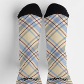 Chaussette Joli écossais monogrammed beige écossais script ta (Haut)