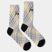 Chaussette Joli écossais monogrammed beige écossais script ta (Droite)