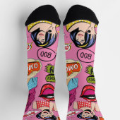 Chaussette Joli et preppy fun design pop art rose (Haut)