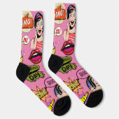 Chaussette Joli et preppy fun design pop art rose (Droite)