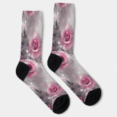 Chaussette joli fleurs rose floral et grise girly (Droite)