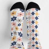 Chaussette Joli Floral Et Jacquard Diamond Motif Fun Odd (Haut)