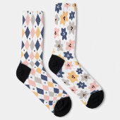 Chaussette Joli Floral Et Jacquard Diamond Motif Fun Odd (Droite)