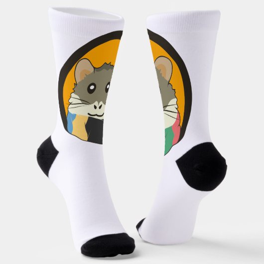 Chaussette Joli hamster de dessin animé avec une écharpe mult (Angulaire)