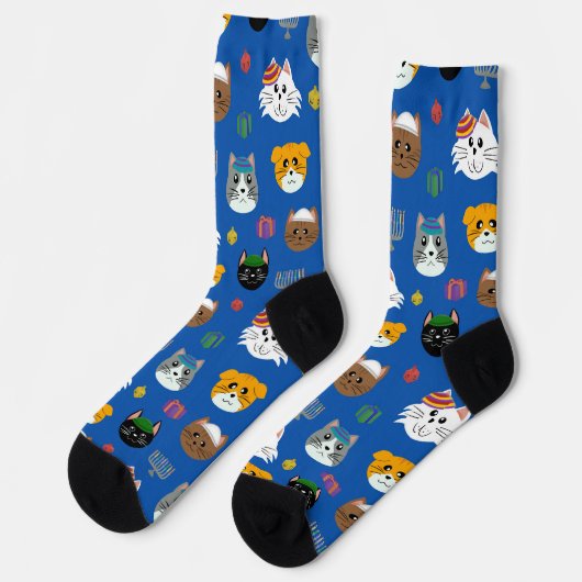 Chaussette Joli motif de chat de Hanoukka (Gauche)