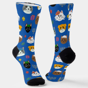 Chaussette Joli motif de chat de Hanoukka