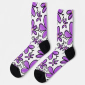 Chaussette Joli motif de fleurs violettes (Gauche)