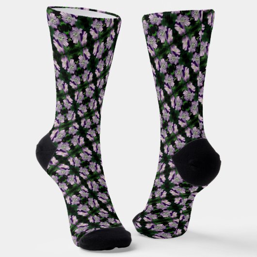 Chaussette Joli Motif de paire de fleurs de géranium violet (Angulaire)
