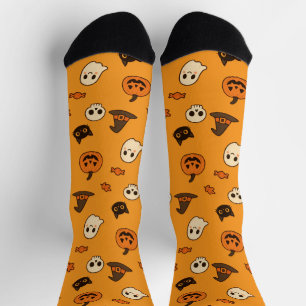 Chaussette Joli motif d'Halloween – Citrouilles, fantômes et