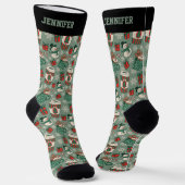 Chaussette Joli Noël Café Motif Noël Noël Fêtes d'hiver (Angulaire)