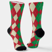 Chaussette Joli Noël Rouge Vert et Beige Plaid Motif (Angulaire)