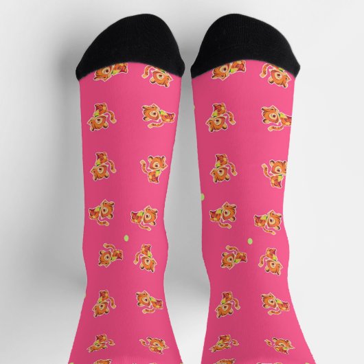 Chaussette Joli tigre bébé rose (Haut)