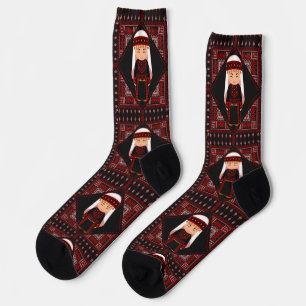Chaussette jolie fille palestinienne Broderie rouge tatreez