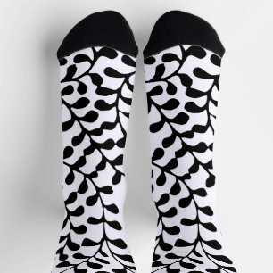 Chaussette Jolie impression noir et blanc fleurie