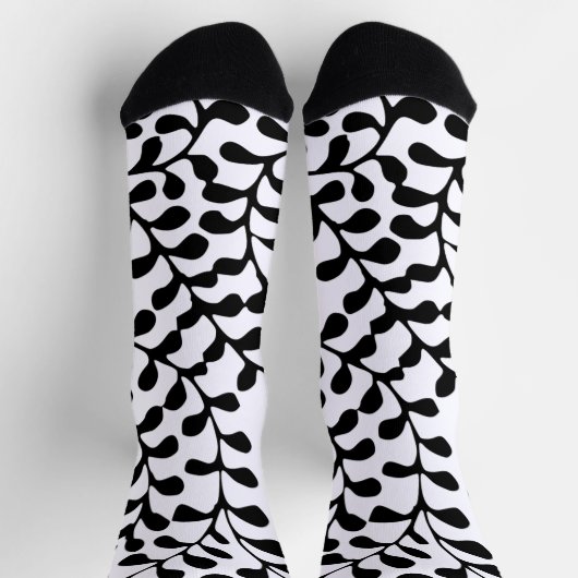Chaussette Jolie impression noir et blanc fleurie (Haut)