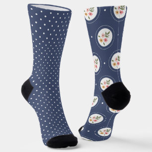 Chaussette Jolie Marine Mix Spots Et Floral Odd