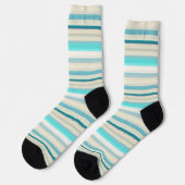 Chaussette Jolies rayures aqua blanc (Gauche)