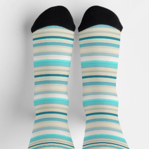 Chaussette Jolies rayures aqua blanc