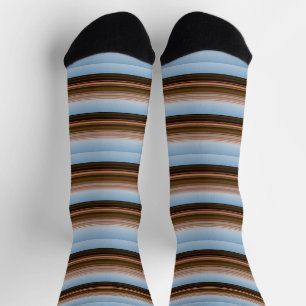 Chaussette Jolies rayures bleues marron vintage