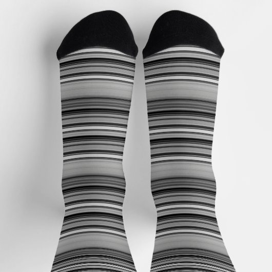 Chaussette Jolies rayures noir gris (Haut)