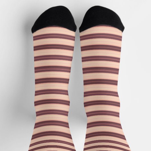 Chaussette Jolies rayures roses marron (Haut)