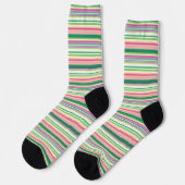 Chaussette Jolies rayures roses vertes (Gauche)