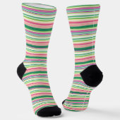Chaussette Jolies rayures roses vertes (Angulaire)