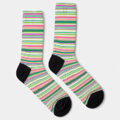 Chaussette Jolies rayures roses vertes (Droite)