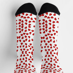 Chaussette Jolis cœurs rouges d'amour motif coloré sur fond b