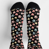 Chaussette Jolis motifs de pattes et de cœurs pastel "AMOUR" (Haut)