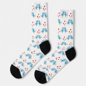 Chaussette Jolis Petits Oiseaux Bleus sur Fond Blanc (Gauche)