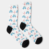 Chaussette Jolis Petits Oiseaux Bleus sur Fond Blanc (Droite)