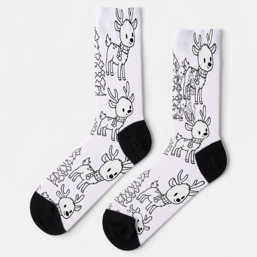 Chaussette Jolis rennes de Noël (Gauche)
