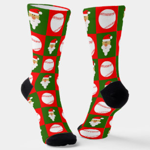 Chaussette Joueur de baseball Père Noël Noël Motif vacances