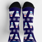 Chaussette Joueur de Noël Badminton Shuttlecocs Snowflakes (Haut)