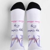 Chaussette Joyeuse Saint-Valentin pastel violet monogramme ro (Haut)