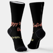 Chaussette Joyeuse Saint-Valentin rouge noir de nom stylé (Angulaire)